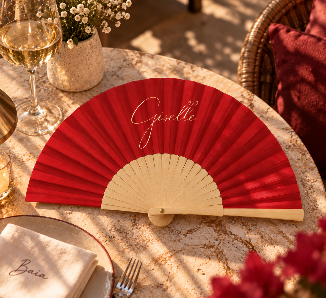 VEYOO Giselle fan on a restaurant table at Baia Bangkok