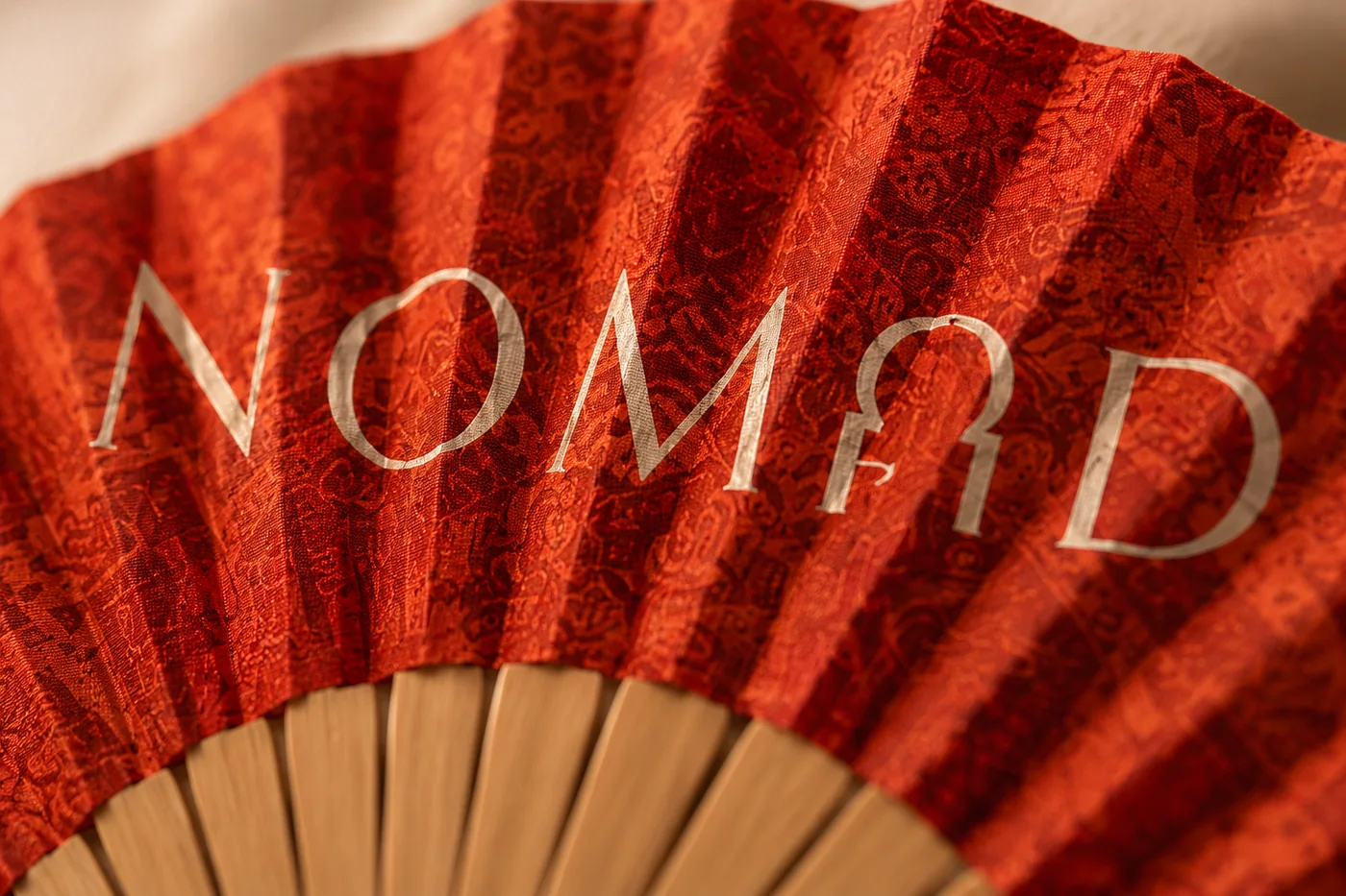Nomad custom silk hand fan by VEYOO